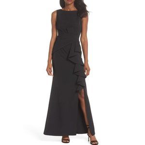 Eliza J Black Ruffle Front Gown